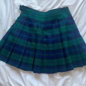 Blue and green plaid skirt